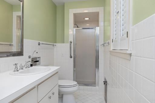 Owners suite a private 3/4 bath with ceramic tile floors and shower walls.