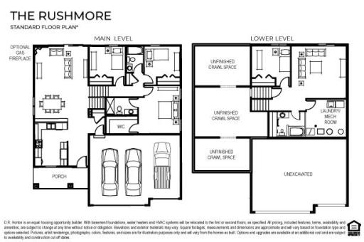 7954 Marquette Ave NE - Rushmore floor plan - will feature wood flooring throughout the main level and a corner electronic fireplace.