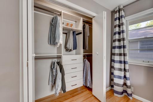 California closet system in master bedroom and all main level bedrooms.