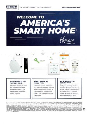 Every home includes Smart Home features such as video doorbell, keypad front entry, WI-FI garage door opener, Amazon Pop and security panel with three years of service.