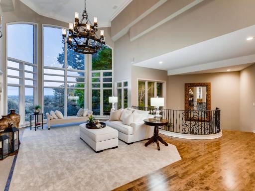 Main floor Living Room with view of MN River Valley & pool