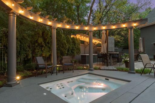 Enjoy a relaxing soak in the glow of the outdoor lighting.