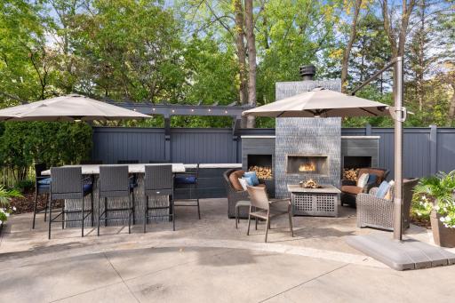 Custom built, the outdoor living room is sure to be a favorite gathering place.