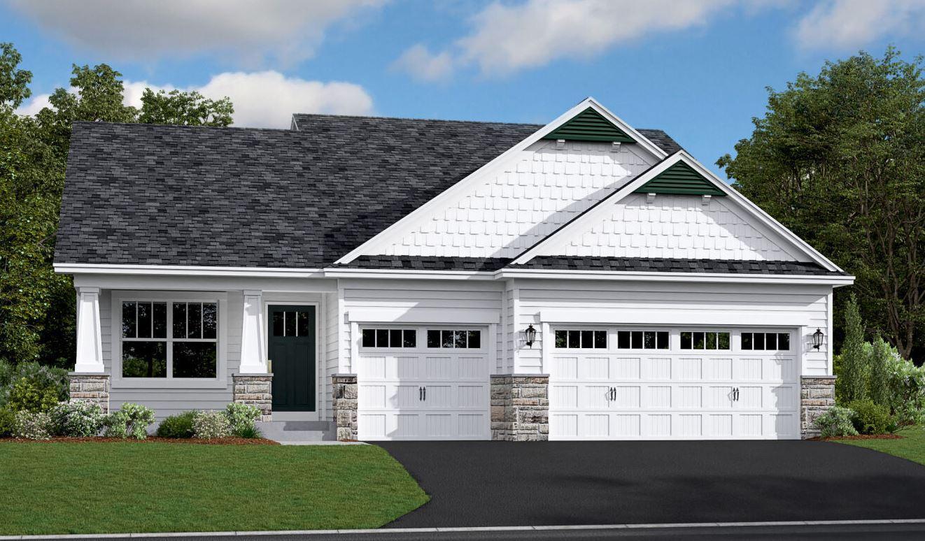 SOLD! This under construction home is estimated to be ready to close in early May. This image is a general rendering of the Courtland C front exterior elevation and Glacier White exterior color package.