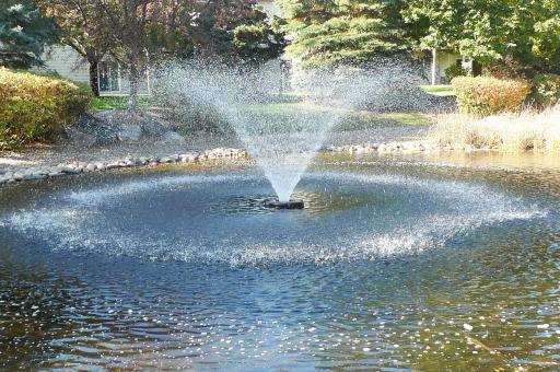 Beautiful pond and fountain, in commons area, behind home!