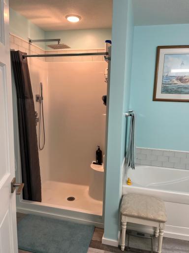 Adjacent to the whirlpool tub, is this large step-in shower.