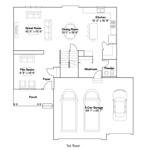 Bristol main level floorplan.