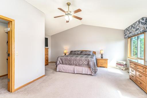 Master bedroom has vaulted ceiling, extra sitting area, and huge walk in closet!