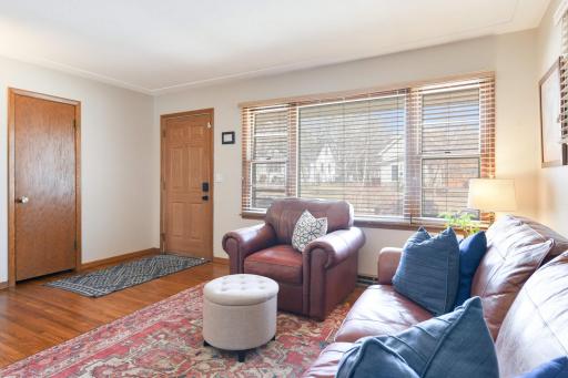 The living room also boasts original hardwood floors.