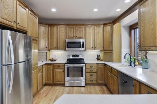 This kitchen has a ton of storage space. Gas range can easily be added as gas line is hooked up to home on outside wall.