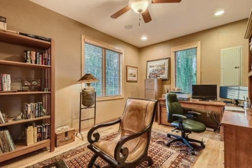 This room is currently being used as an office, but could be set up for a 2nd main floor BR. This home has hard wired ethernet throughout and is set up for over 30 speakers throughout