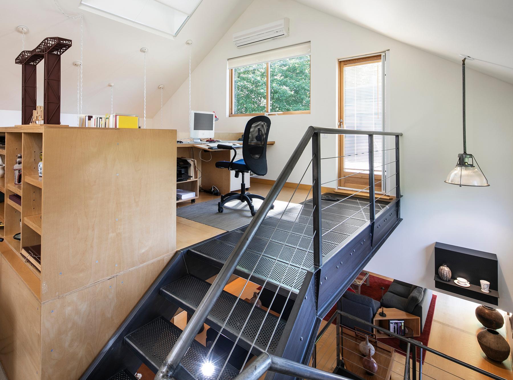 Few Stairs to Small Office Space and Exit to Rooftop Terrace