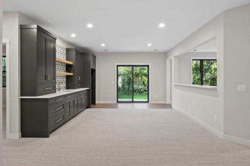 Lower level entertaining space with walk-out