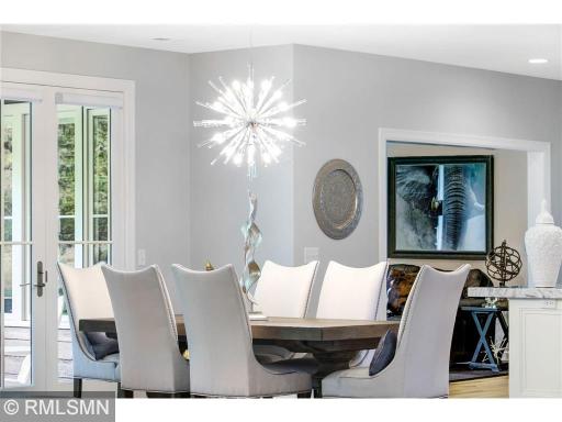 A new dazzling light fixture brings additional style and grace to this home.