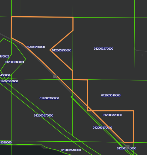 County Parcel Map (Acreage in Orange)