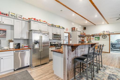 Entertaining space in shop features a FULL kitchen!