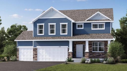 Our "Adams" currently under construction has great curb appeal including a three car garage and large front porch. *Photo is rendering, see agent for colors and selections.