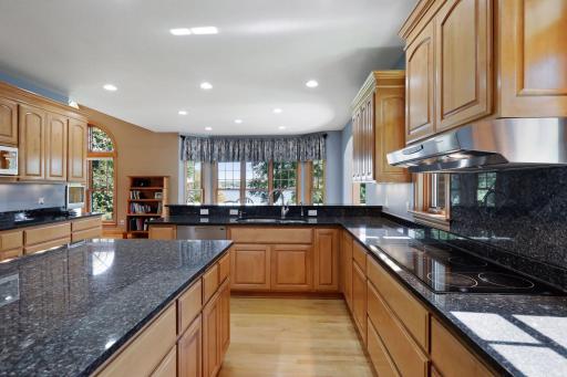 The granite countertops are the perfect worksurfaces for whipping up tasty meals and treats.