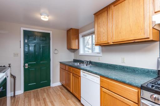 Tons of counter space in this sunny kitchen!