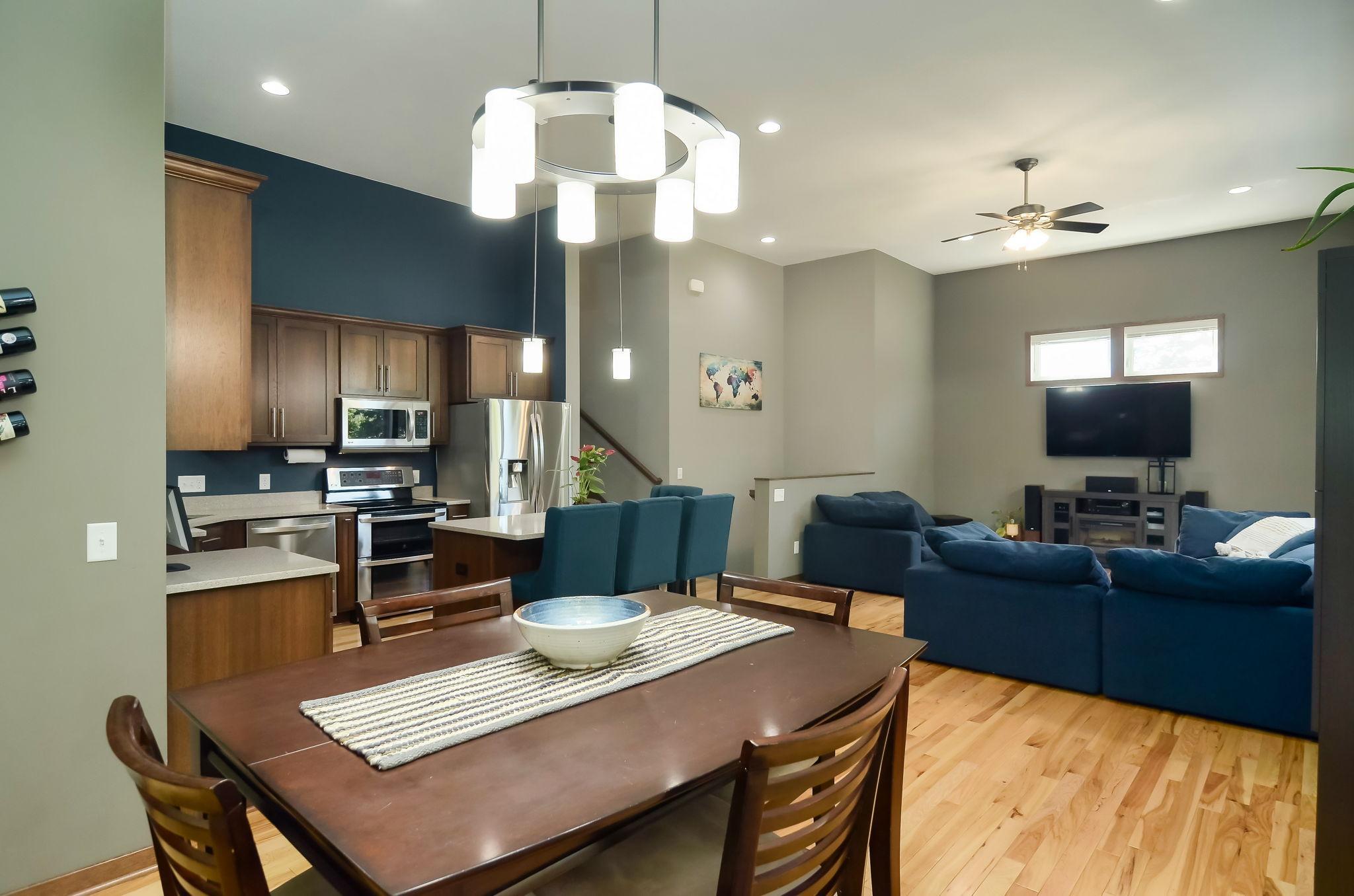 Open floorplan creates togetherness at meals and relaxing times.