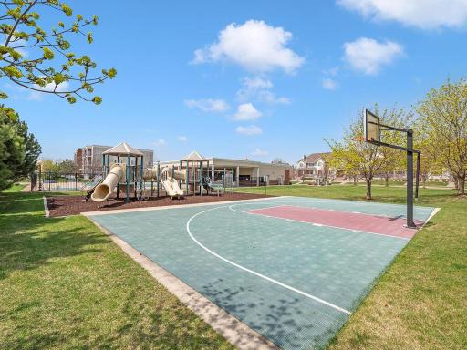 Basketball court, as well as an awesome play area!