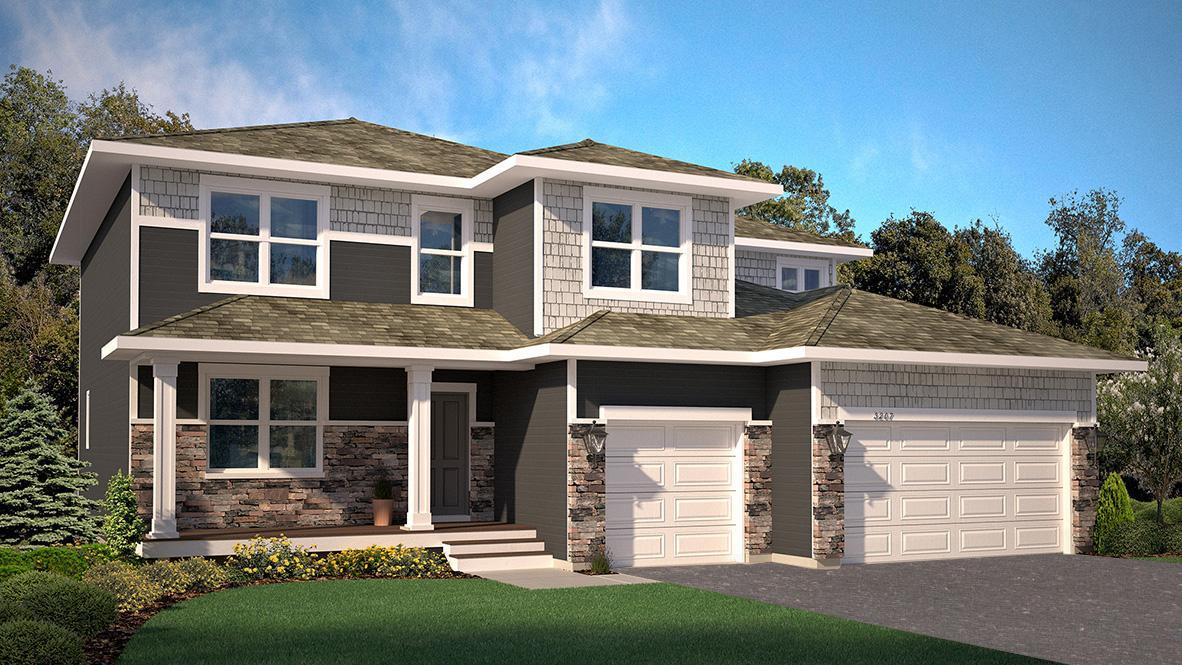 A tremendous and shining example of new home architecture - the rendering of The Jordan offers a peak at the stunning curb appeal the home offers from the outside!!