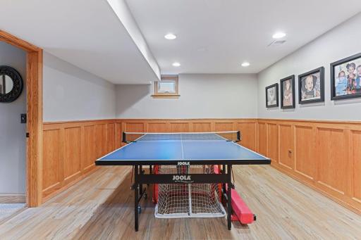 Plenty of space off of the rec room for a ping pong table/knee hockey/gymnastics area.