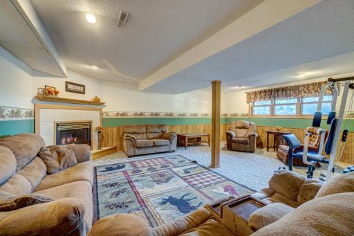 The lower-level family room features a gas fireplace for added coziness in the winter months. 2 bedrooms, an additional bathroom, below-stair storage, and the laundry/ utility room with tons of extra storage space complete the lower level.