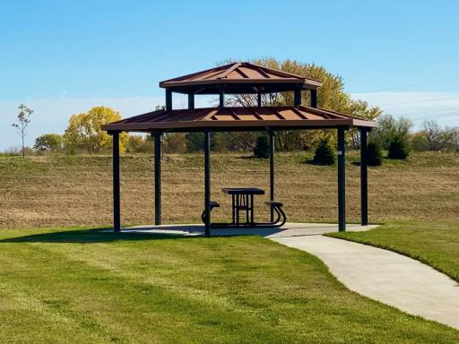 The community gazebo is perfect for a quiet lunch or weekend family gathering!