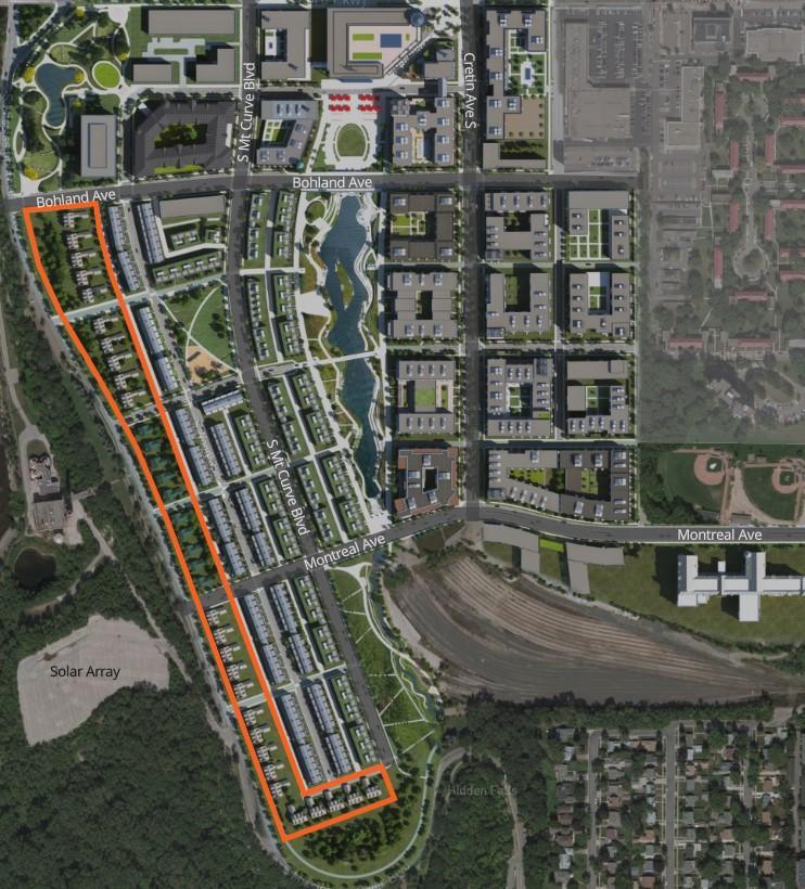 Map of Highland Bridge with Custom Homes Highlighted