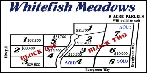 Whitefish Meadows plat with current pricing.