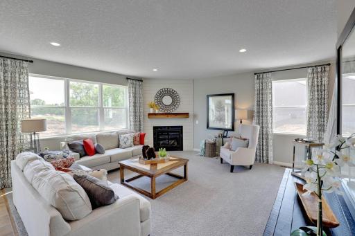 The main floor living area is spacious and includes a gas fireplace.