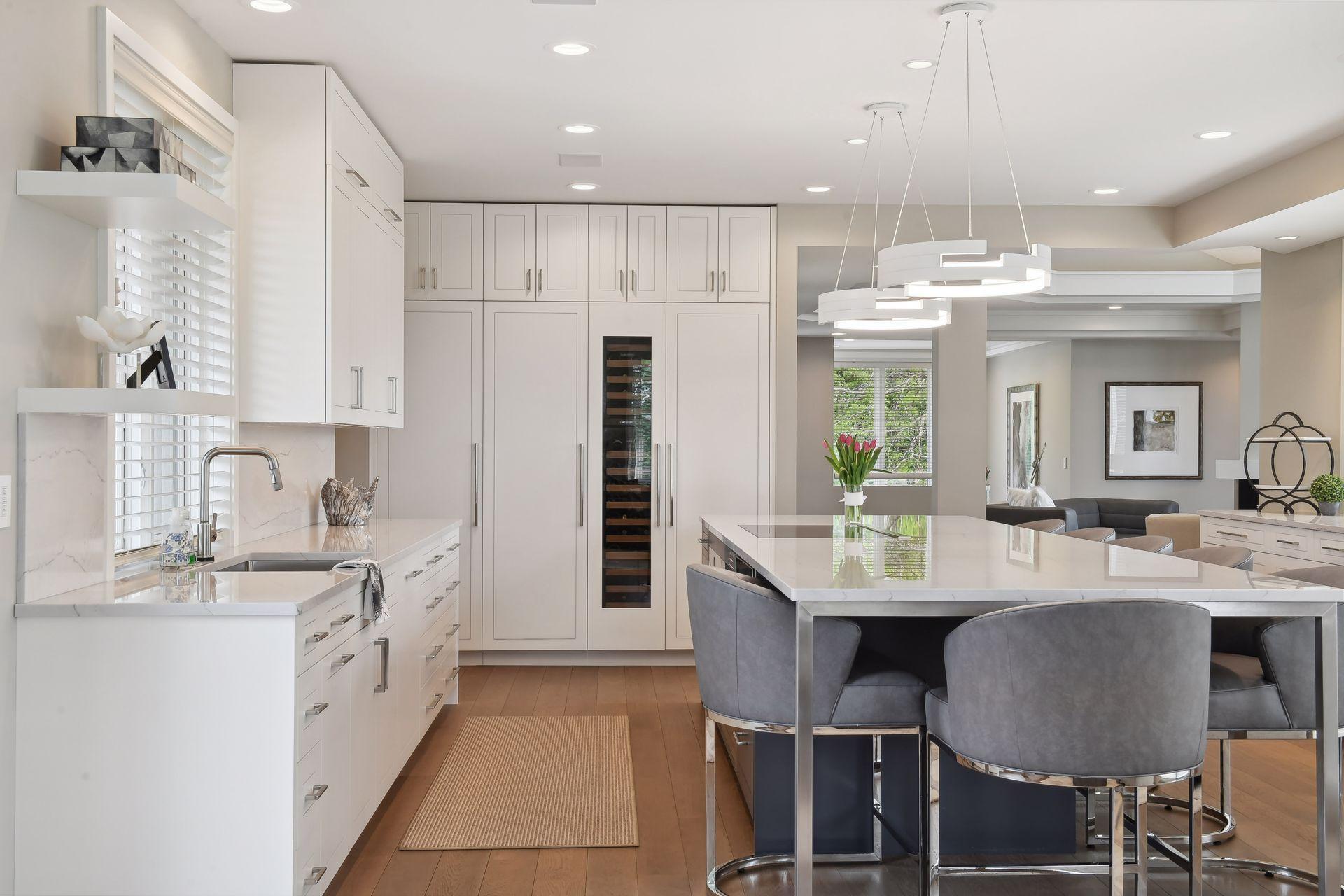 Sub Zero refrigerator, freezer and built in wine chiller.