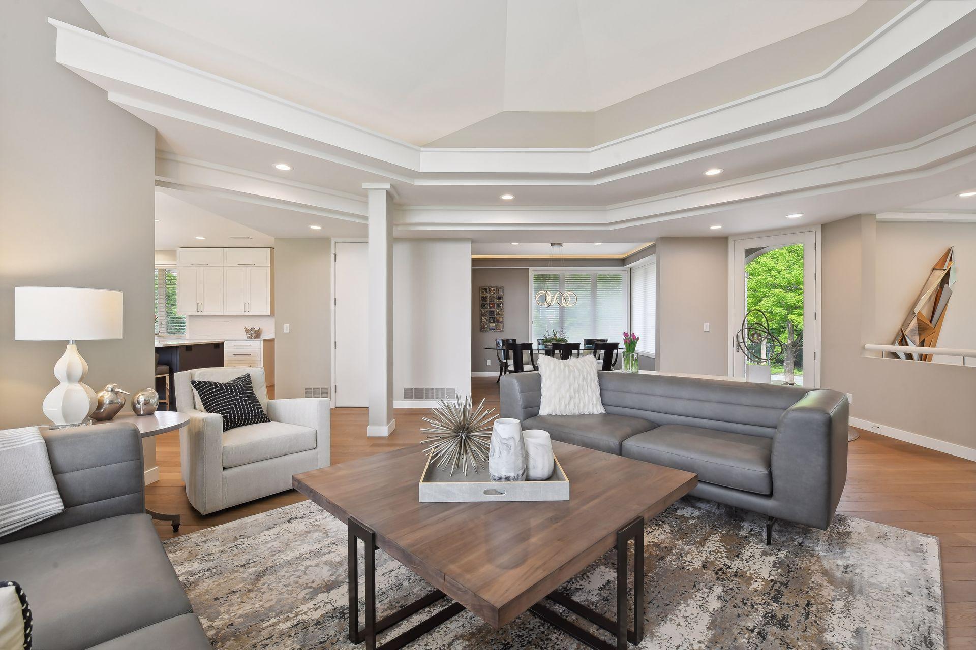 Living room opens to dining room