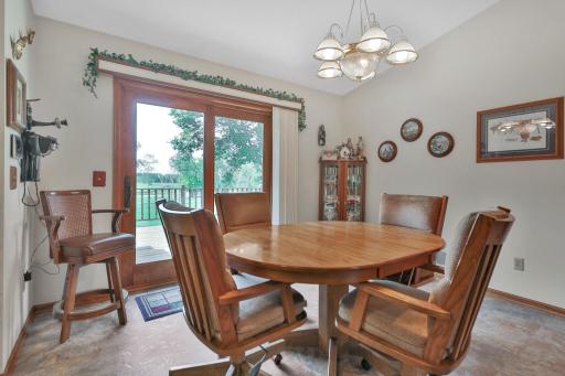 Dining area with patio doors to rear deck.