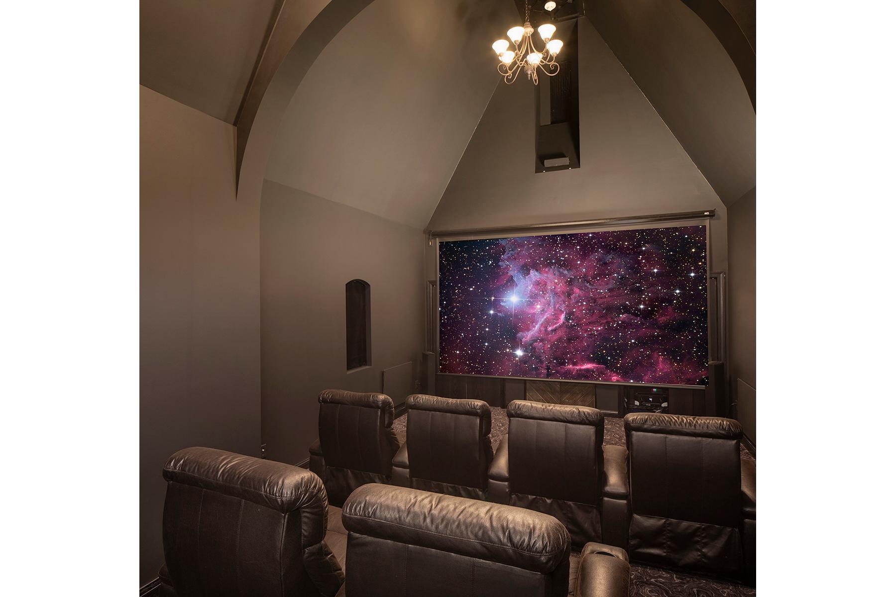 Theatre room with separate entrance for movie nights.