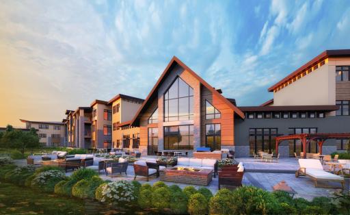 Rendering of Our Club Patio at Hill Farm Condominiums