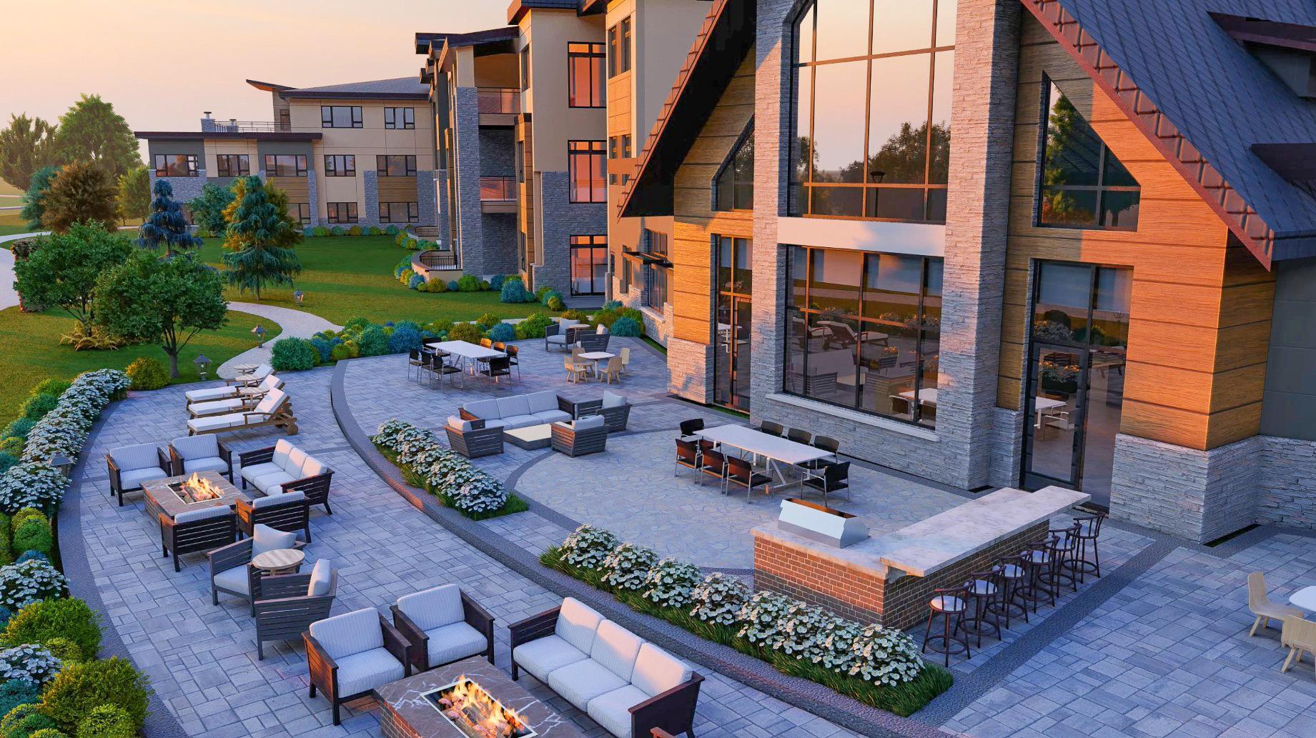 Rendering of Our Club Room Patio at Hill Farm Condominiums