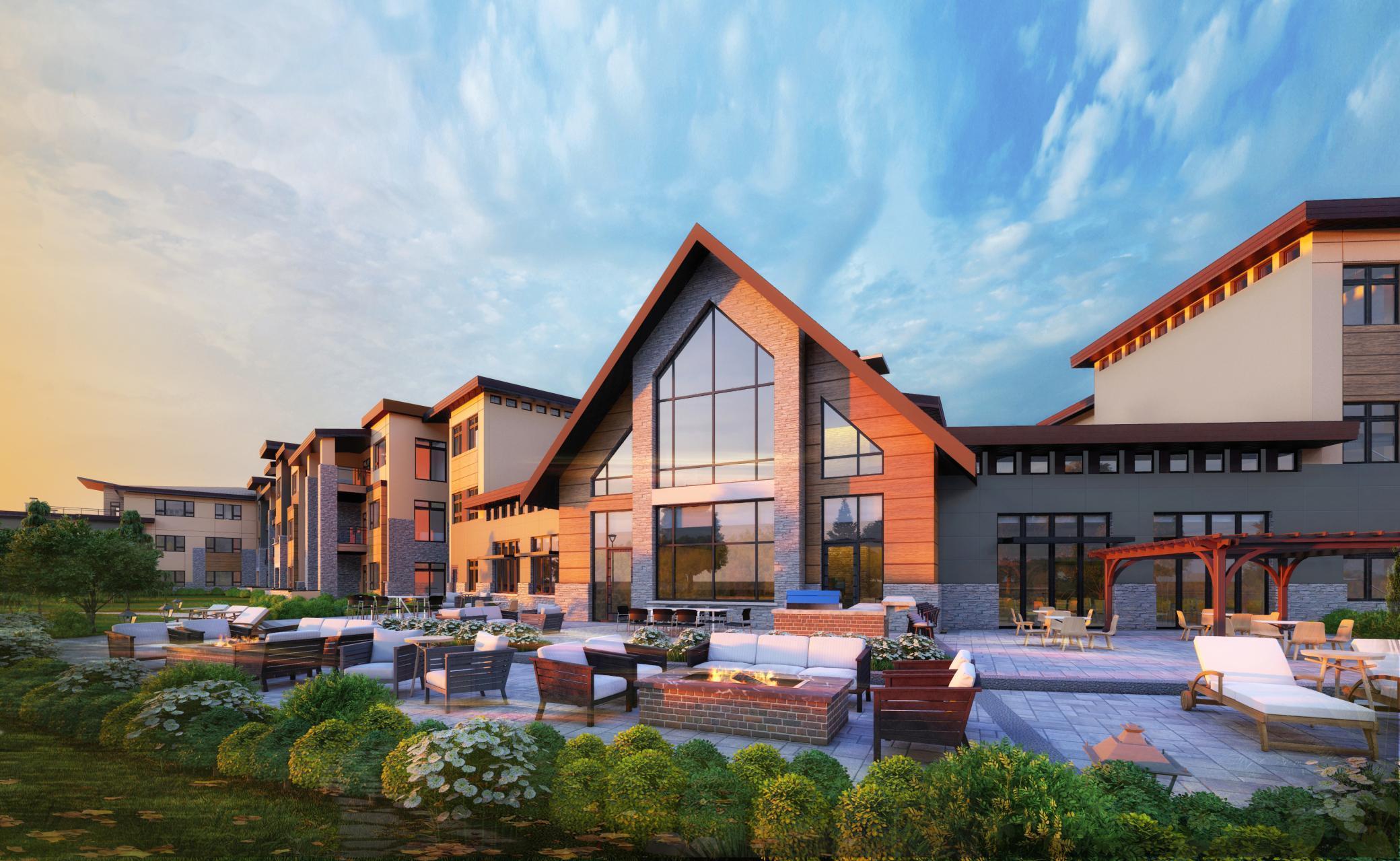 Rendering of Our Club Room Patio at Hill Farm Condominiums