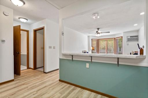 Breakfast bar in kitchen.