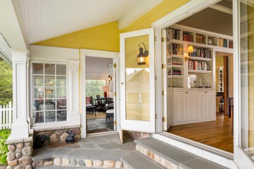 Access to sunroom and library off the English garden courtyard.