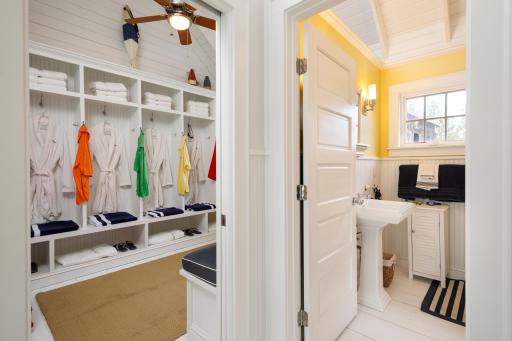 Lockers and bathroom in pool house.