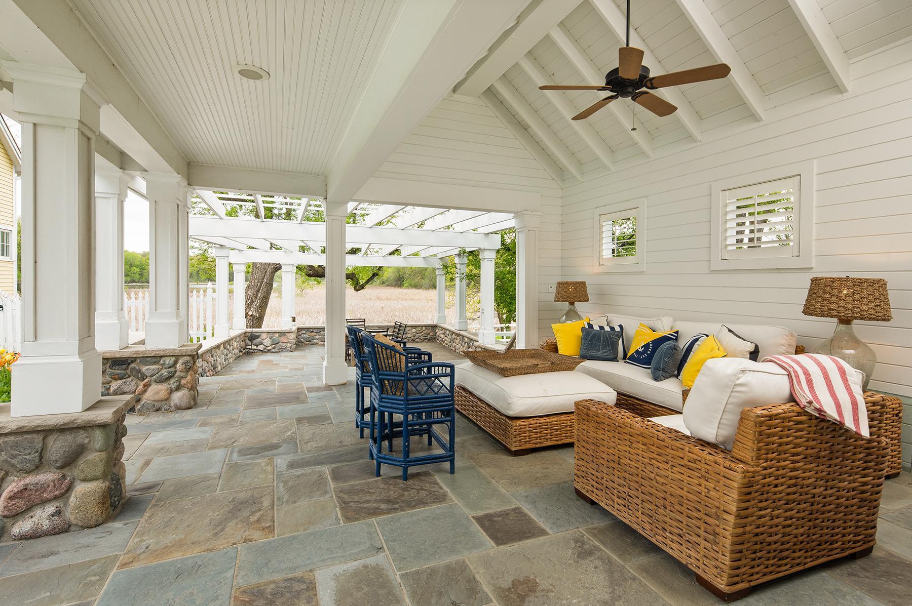 Cabana and gathering space off pool house.