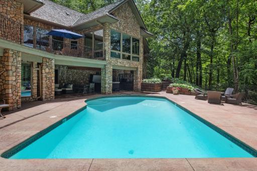 Pool has saline system - chlorine is used by current owner.