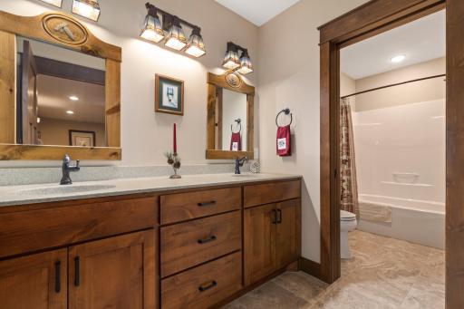 Full Bathroom in the Lower Level With Pocket Door