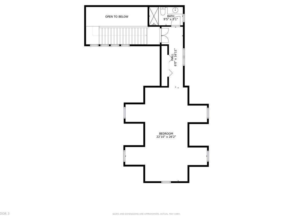 Floorplan for upper level suite, Bedroom #2 of 4