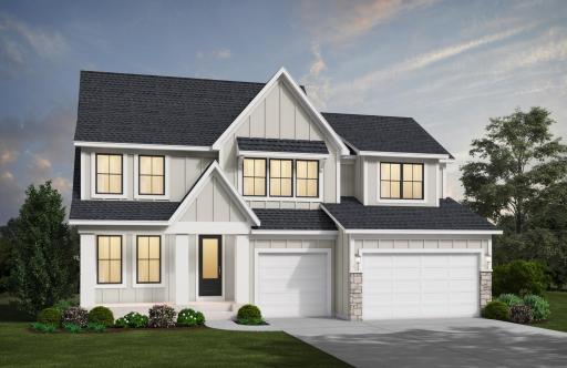 Hanson Builders SUPERIOR SPORT in the Ridge at Elm Creek. Home will have 4-car garage. Exterior colors vary.