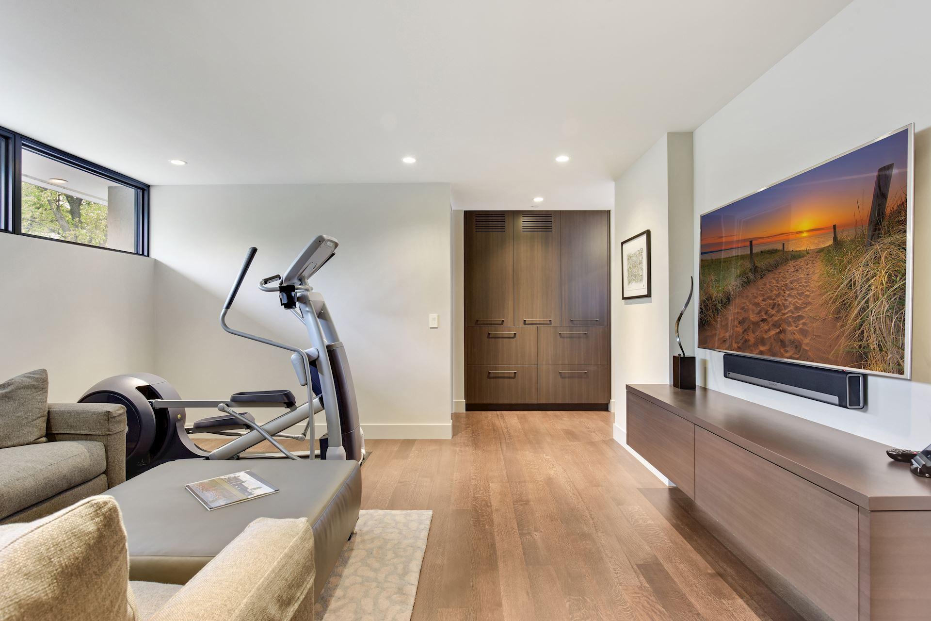 Upper level media, work out, hang out space