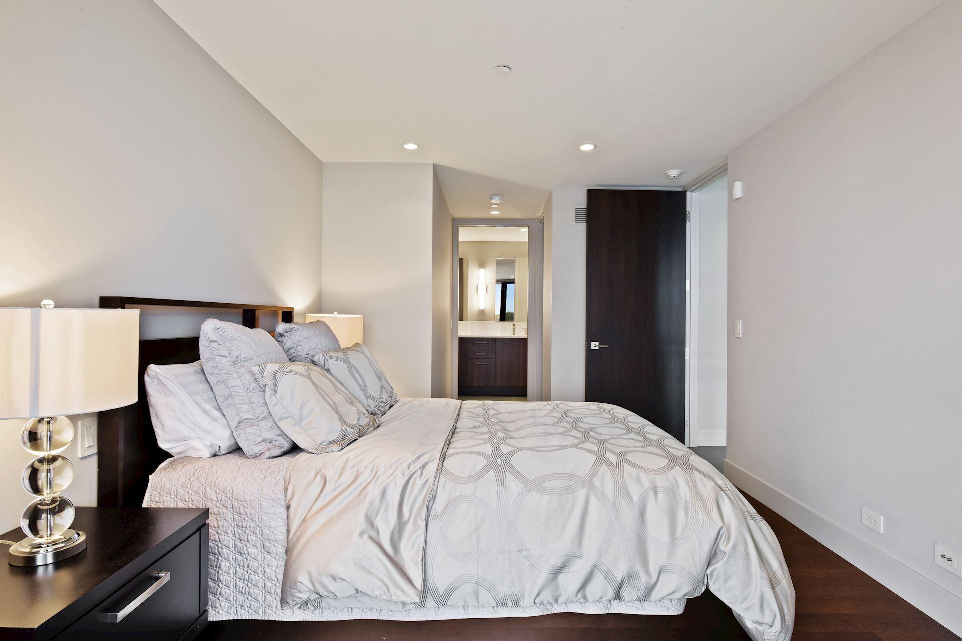 one of 3 bedrooms on the upper level with a dual bath