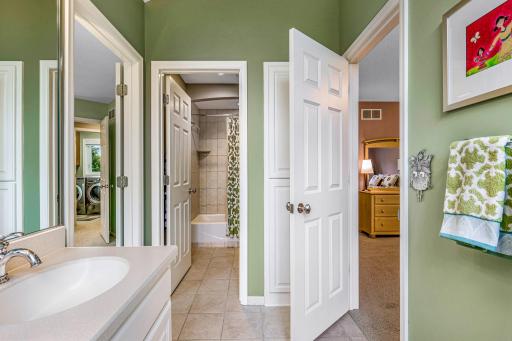 Jack and Jill bathroom connects these bedrooms.